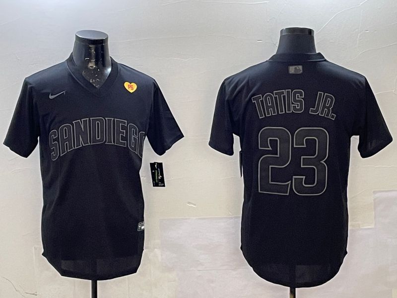 Men 2025 San Diego Padres #23 Tatis jr Black Throwback Nike MLB Jersey style 7123